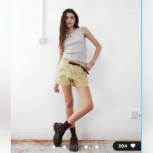 Gramicci ASOS Nylon Tan Khaki Belted Utility Outdoor Shorts Size Medium